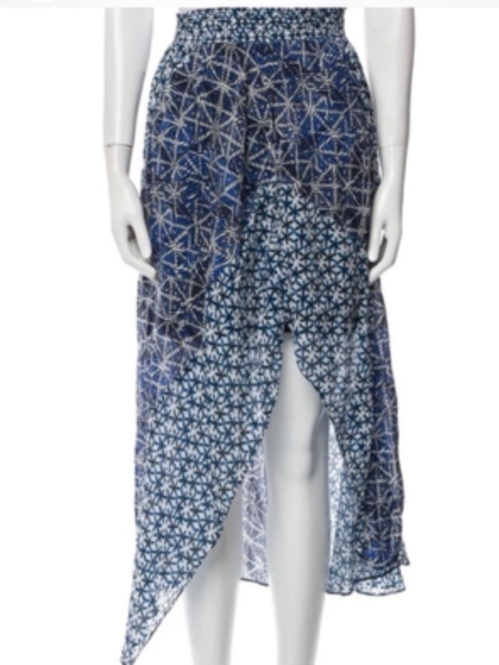 Maje Printed Viscose Elasticated Skirt in Indigo EU 36 US 6 Ret. $345